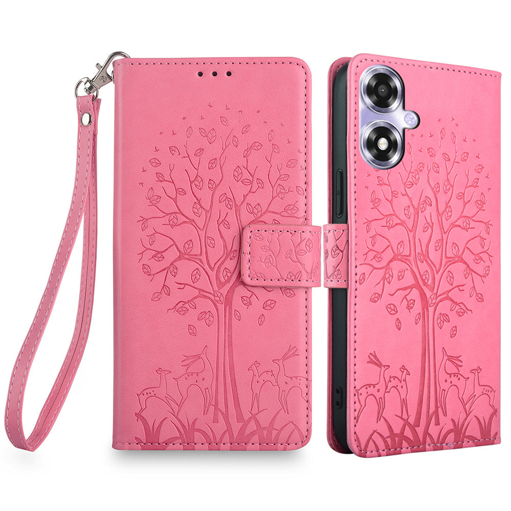 For Oppo A2x 5G / A2m 5G Case Imprinted Deer Tree Pattern Shockproof Stand Mobile Phone Cover - Purple For Oppo A2x 5G / A2m 5G Case Imprinted Deer Tree Pattern Shockproof Stand Mobile Phone Cover - Purple